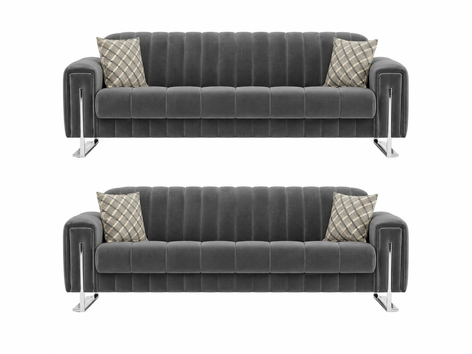 SITZGARNITUR Kochi, Grau Stellvariante 3+3 - Grau, Holzwerkstoff/Metall (243/85/95cm)
