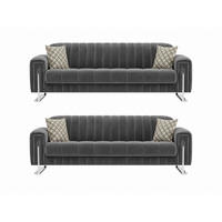 SITZGARNITUR Kochi, Grau Stellvariante 3+3 - Grau, Holzwerkstoff/Metall (243/85/95cm)
