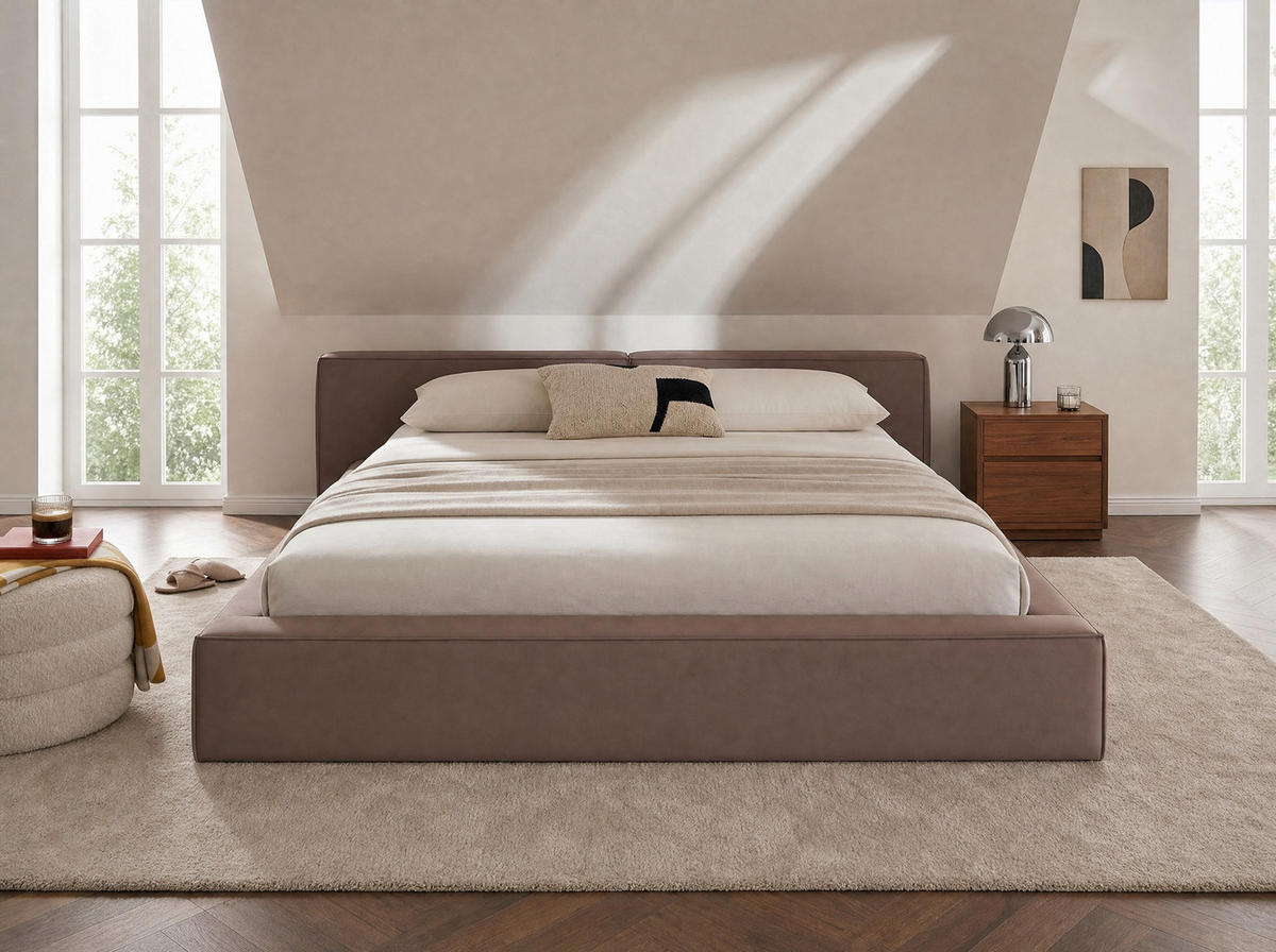 POLSTERBETT Jodie XL Low Braun 180/200 cm Samt mit Bettkasten - Braun, Textil/Metall (180/200cm) - wonello