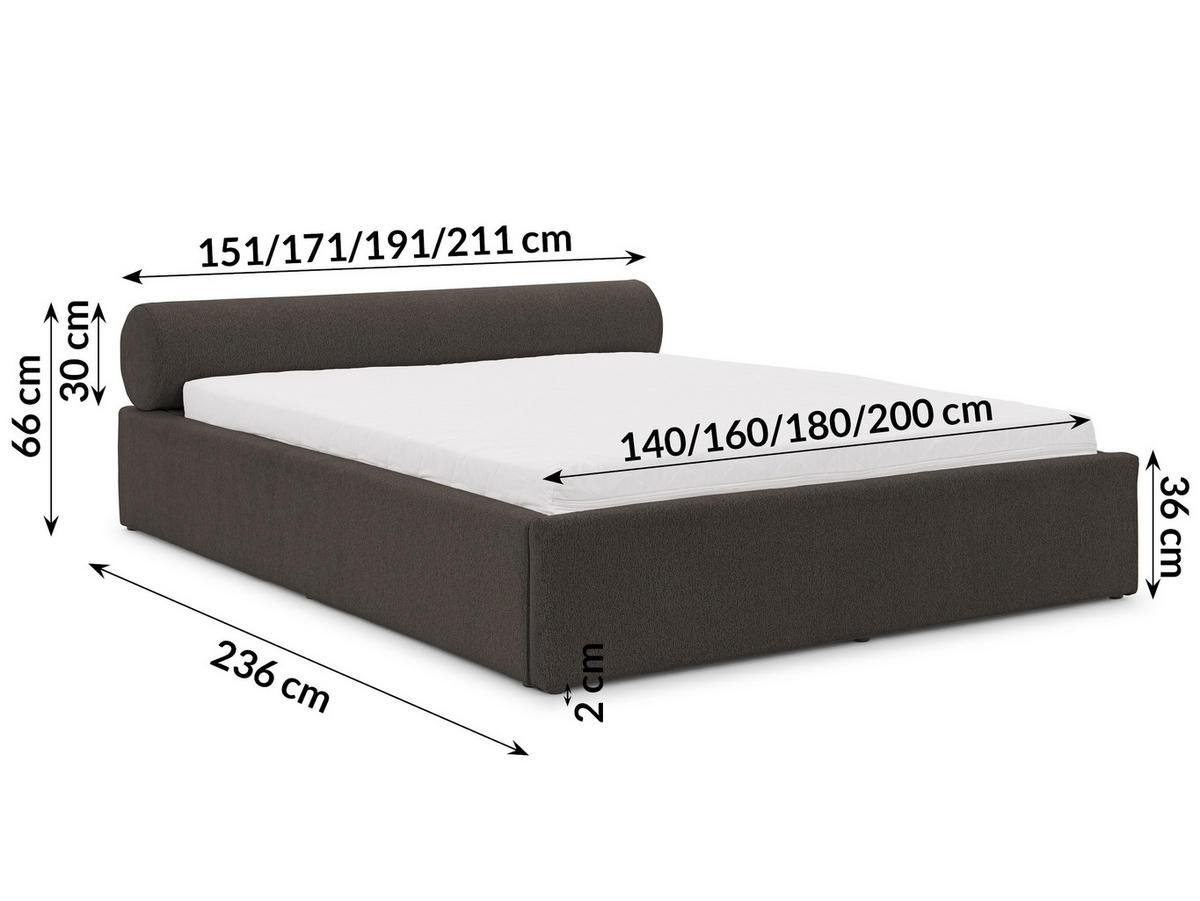 POLSTERBETT 160/200 cm Josy im Designer-Look mit Bettkasten und Lattenrost aus Anthrazit Chenille-Stoff - Anthrazit/Schwarz, Holz/Kunststoff (160/200cm) - S-Style Möbel