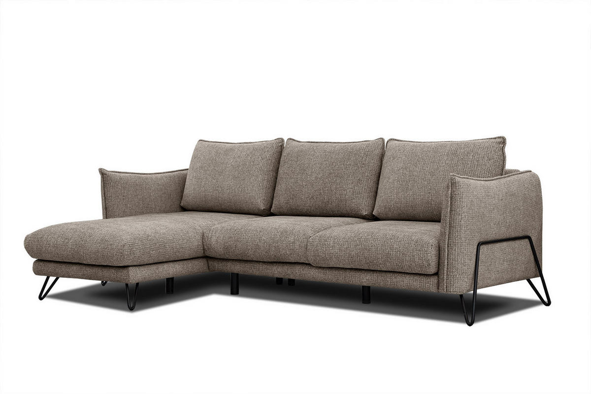 ECKSOFA HOSTEN 4-Sitzer, taupe - Taupe/Schwarz, Holzwerkstoff/Textil (158/269cm) - Courtois Laville