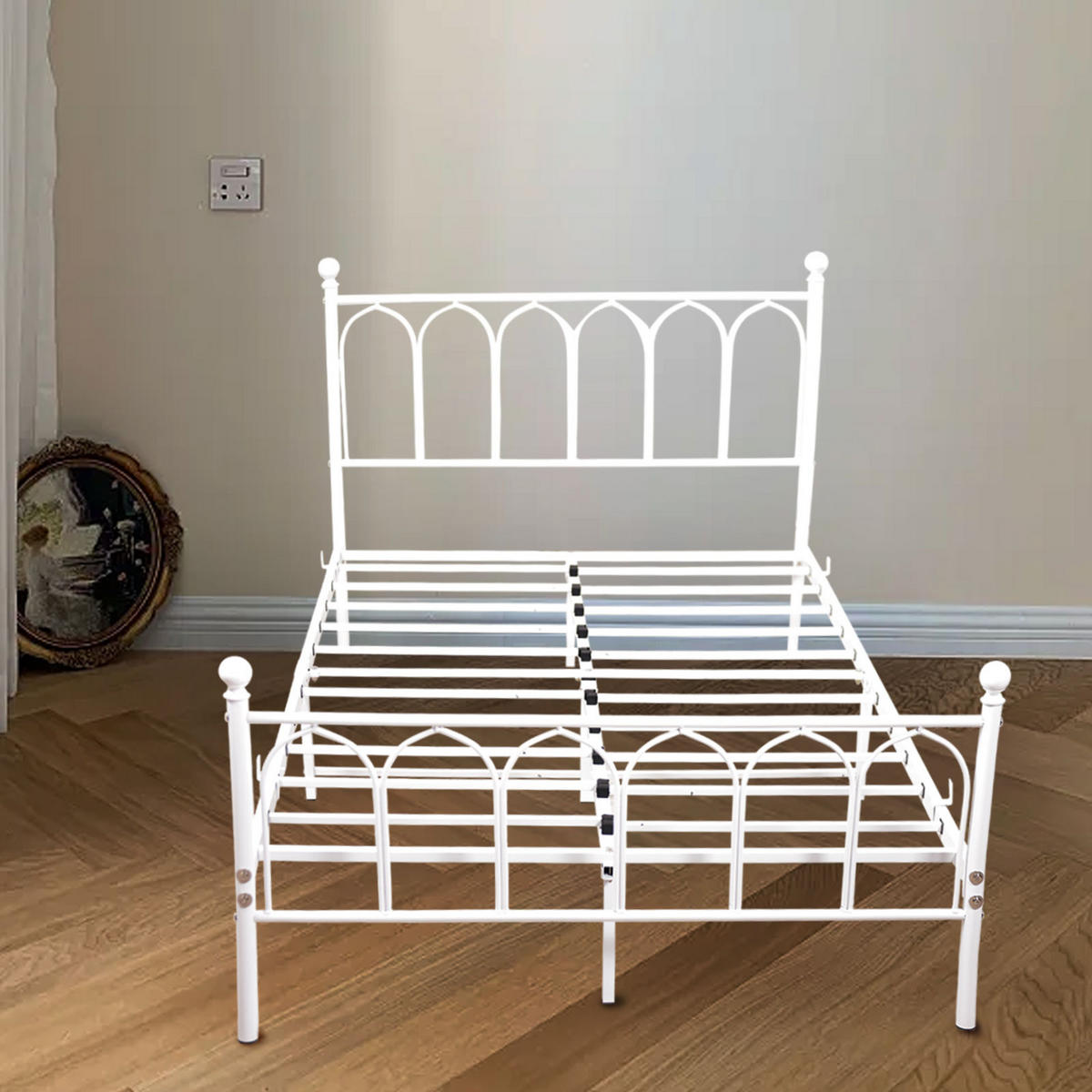 JUGENDBETT 90/200 cm Weiß mit Lattenrost und Stauraum ohne Matratze - Weiß, Metall (90/200cm) - MIVRAY
