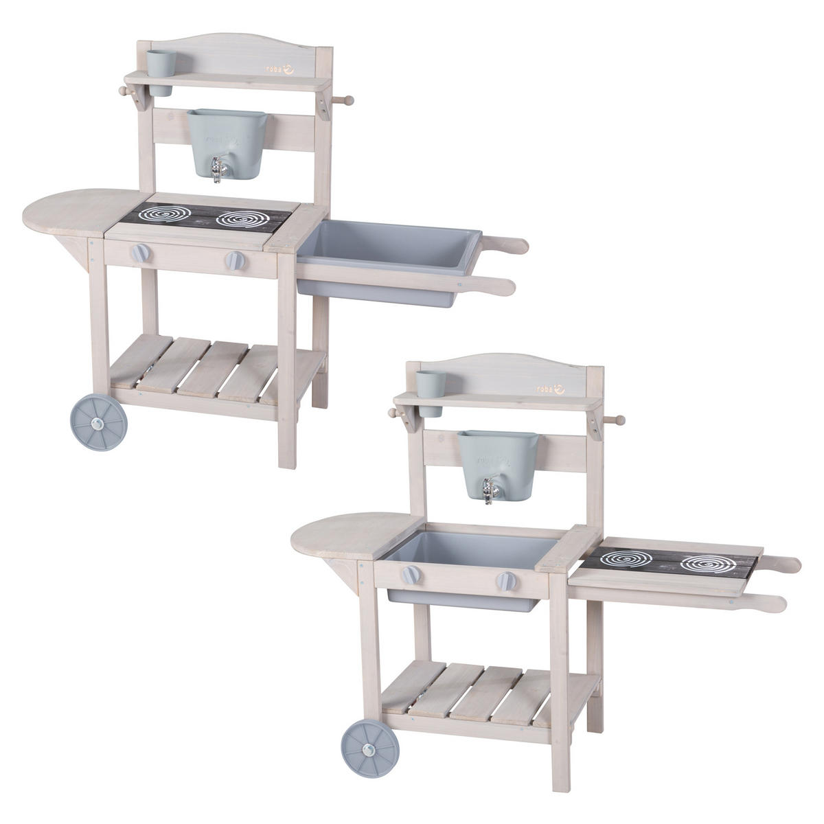 MOBILNÍ HRACÍ A BLÁTIVÁ KUCHYŇKA BBQ šedá - šedá, dřevo (114/37cm) - Roba