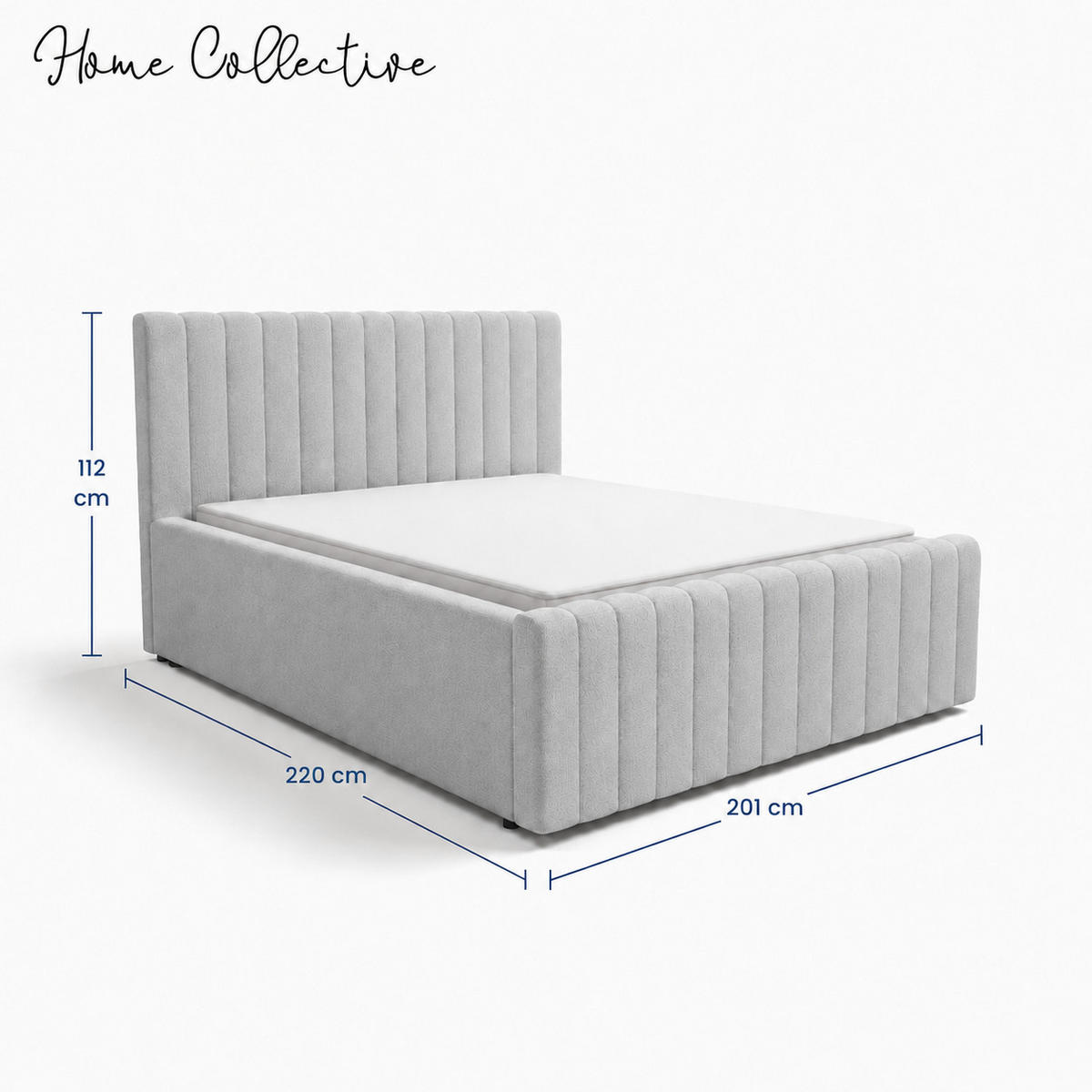 POLSTERBETT 160x200 cm in Hellgrau - Hellgrau, Textil (160/200cm) - Home Collective