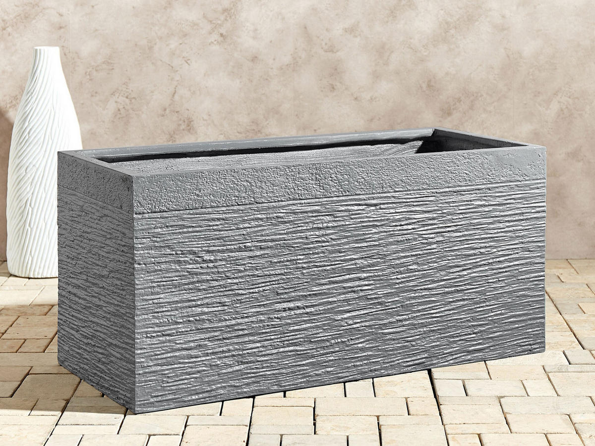 BLUMENTOPF grau rechteckig 80/37/38 cm Myra - Grau, Naturmaterialien (37cm) - Beliani