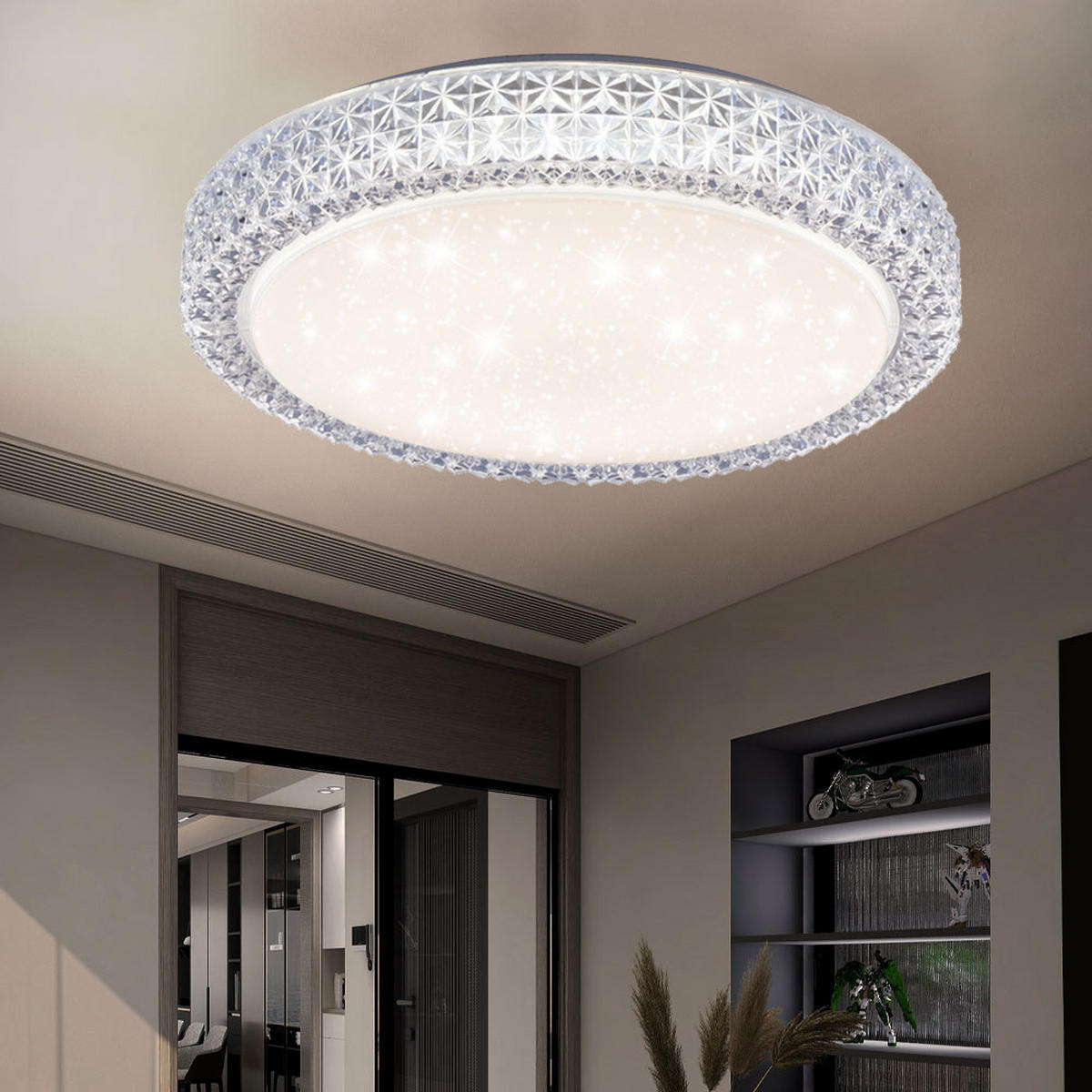 LED DECKENLEUCHTE Kristalle Weiß - Weiß, Metall (40/40/11cm)