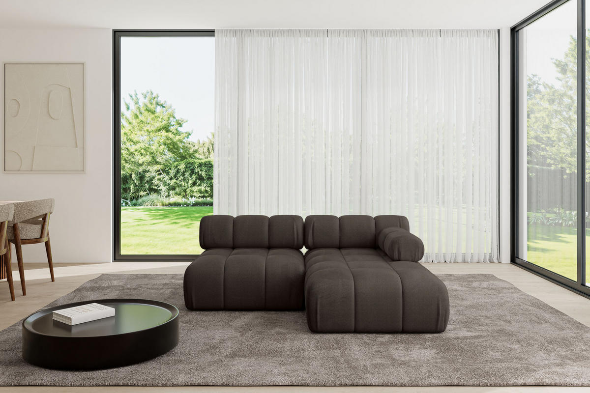 ECKSOFA modulares Sofa Razon-L1 - 190x160x70 cm Braun Velours - Braun, Holzwerkstoff/Textil (190/160cm) - ALTDECOR