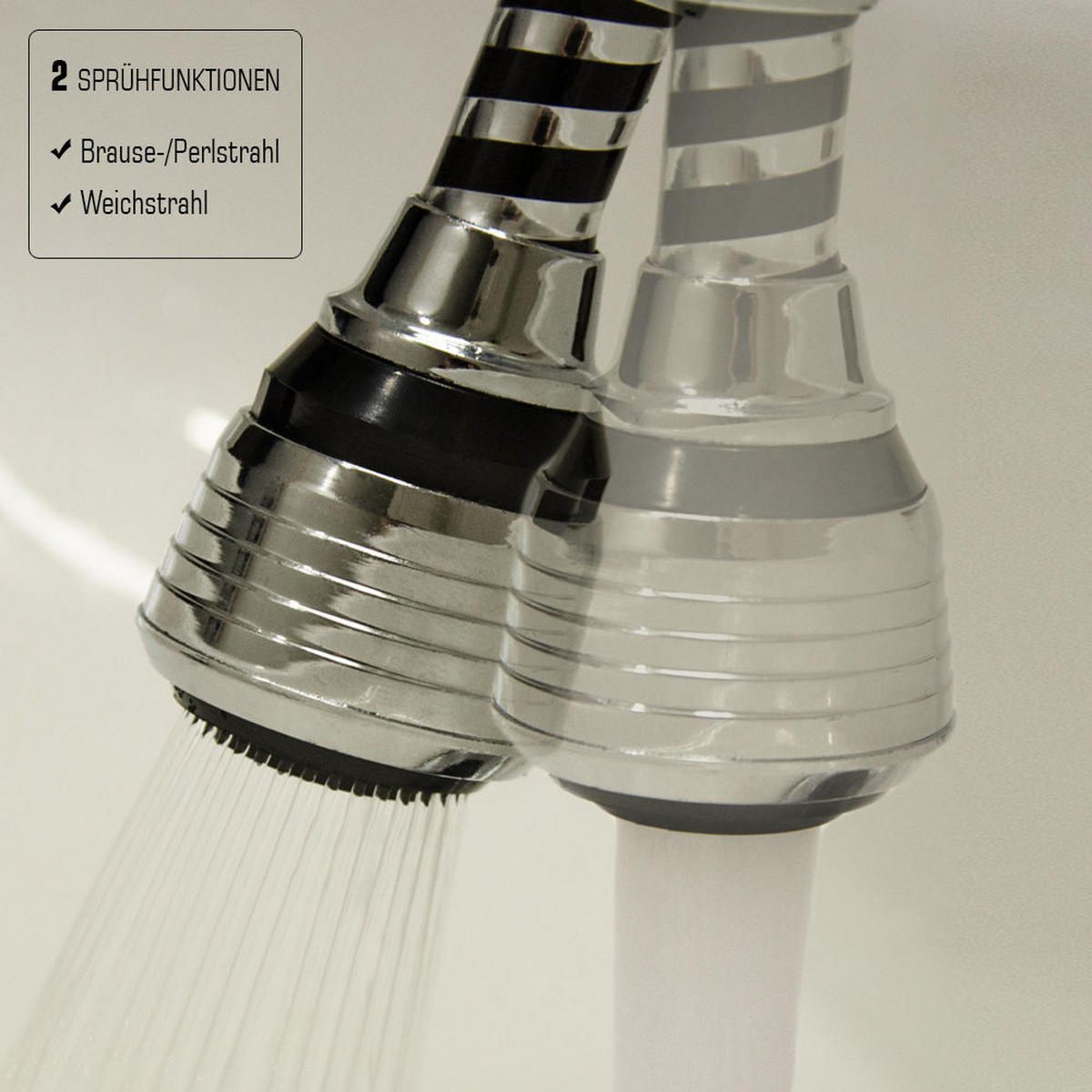 WASSERHAHN-VERLÄNGERUNG mit Flexischlauch 12 cm - Schwarz, Kunststoff (3.5/15/15.5cm) - eyepower