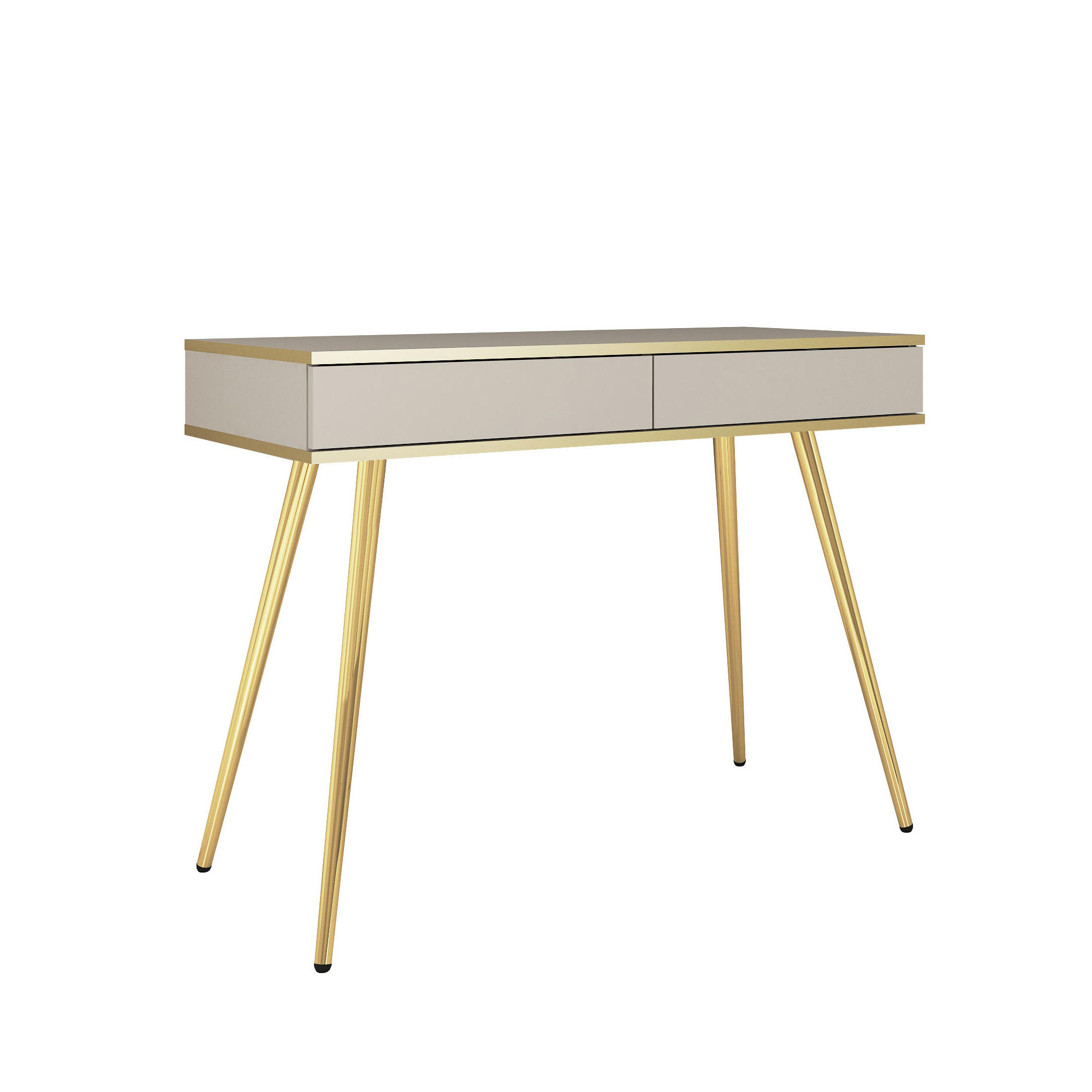 SCHMINKTISCH BANFF TOA1-2S Goldene Metallbeine, Beige - Beige, Holzwerkstoff/Kunststoff (102/80/50cm) - Komodee