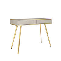 SCHMINKTISCH BANFF TOA1-2S Goldene Metallbeine, Beige - Beige, Holzwerkstoff/Kunststoff (102/80/50cm) - Komodee