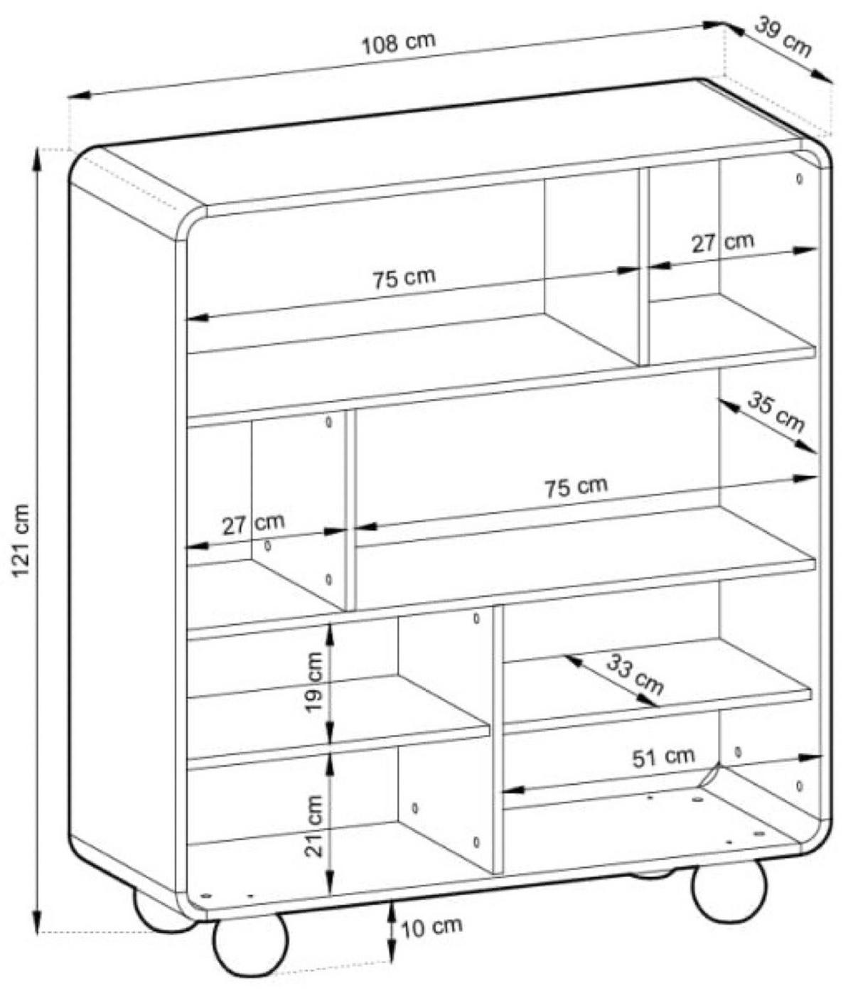 SIDEBOARD Kaschmir ALBI Auf Runden Füßen - Ecru, Holzwerkstoff (108/75/39cm) - Sepro Meble