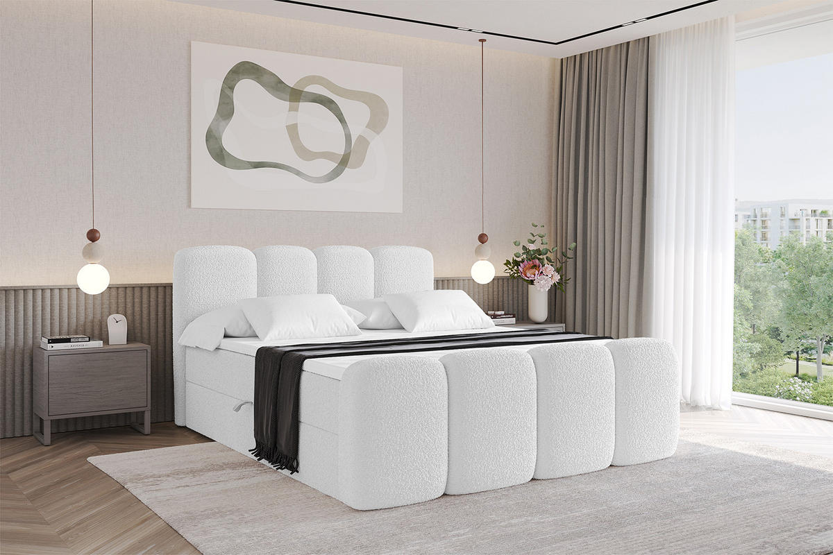 BOXBETT mit Matratze H4 und Lattenrost - NINA-Z - 120x200 cm - Weiß - Weiß, Holzwerkstoff (120/200cm)