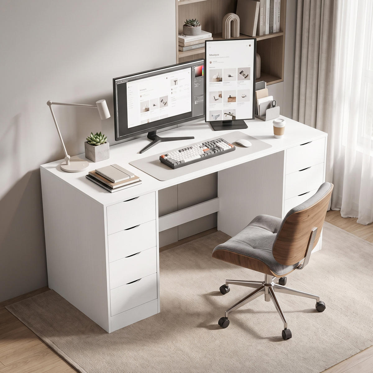 SCHREIBTISCH Spanplatte MDF Weiß - Weiß, Holzwerkstoff (140/53/75cm) - HOMCOM