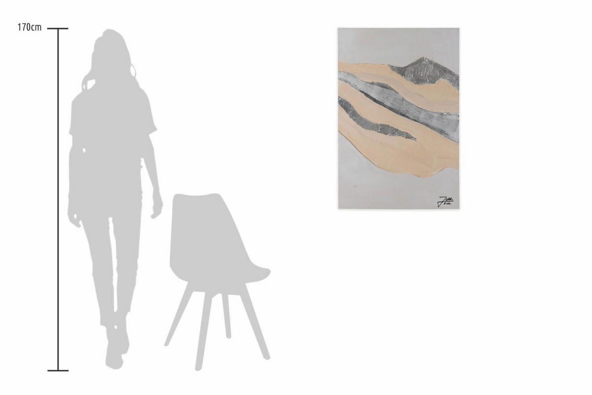 ACRYLBILD HANDGEMALT 60/90 cm - Beige/Grau, Holz/Textil (60/90cm) - KUNSTLOFT