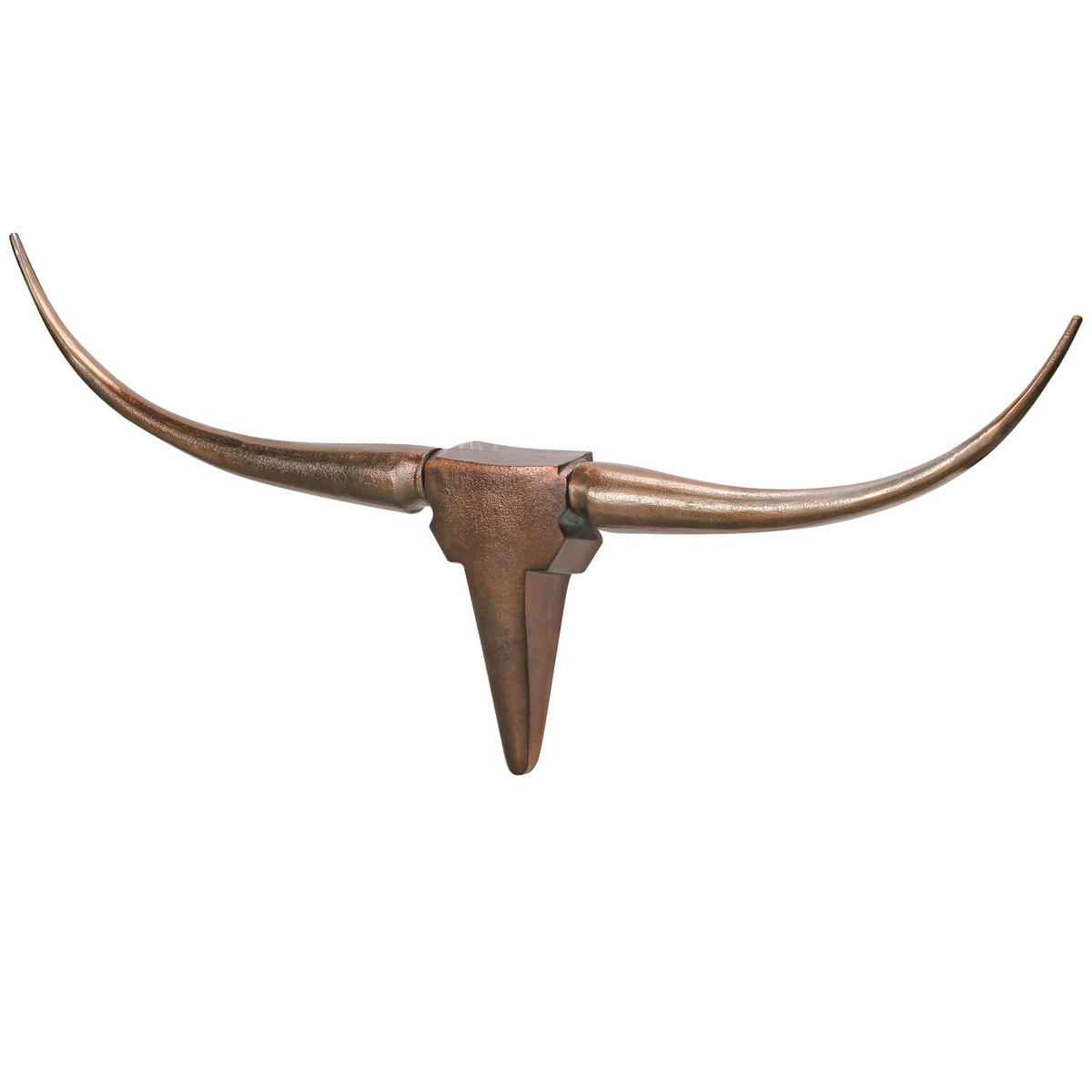 WANDDEKO Geweih Bull Aluminium 100 cm breit, Bronze 100x6x40 cm - Braun, Metall (100/40/6cm) - KADIMA DESIGN