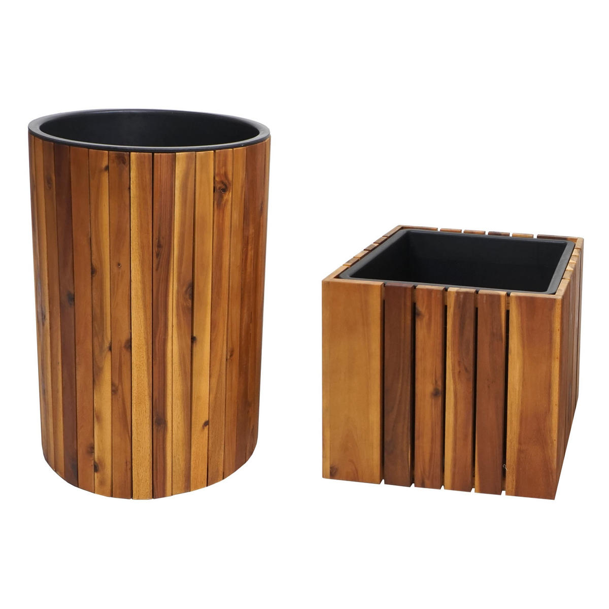 PFLANZKASTEN 2er-Set Rund/Eckig Braun - Braun, Holz (34/50/34cm) - PROREGAL
