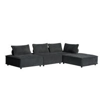 ECKSOFA stava grau 4-sitzer samt - Grau, Holzwerkstoff (100/100cm) - Concept Usine