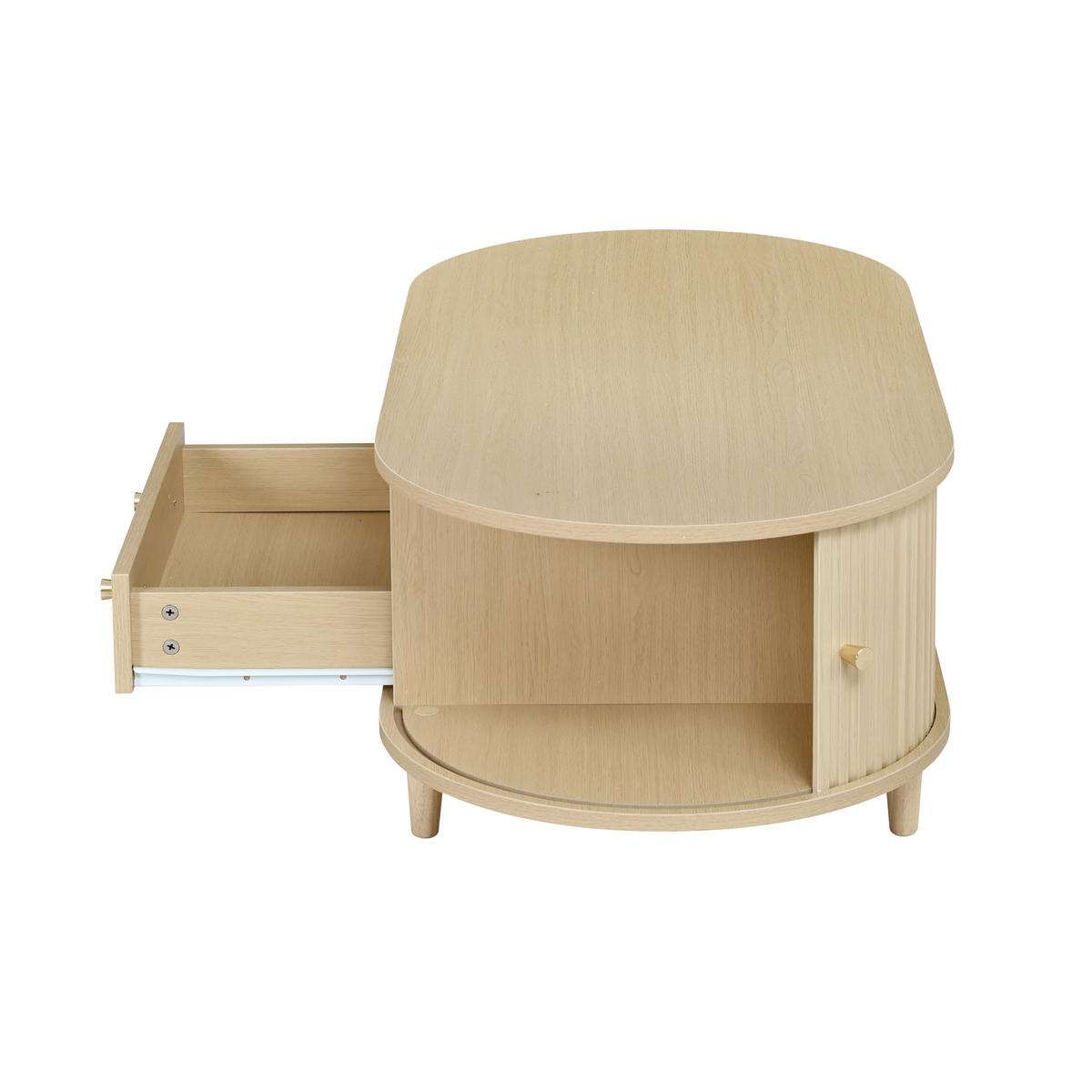 COUCHTISCH 100x50x36 cm mit Schublade und Offenem Lagerraum, Holz - Eichefarben, Holzwerkstoff (100/50/36cm) - FLIEKS