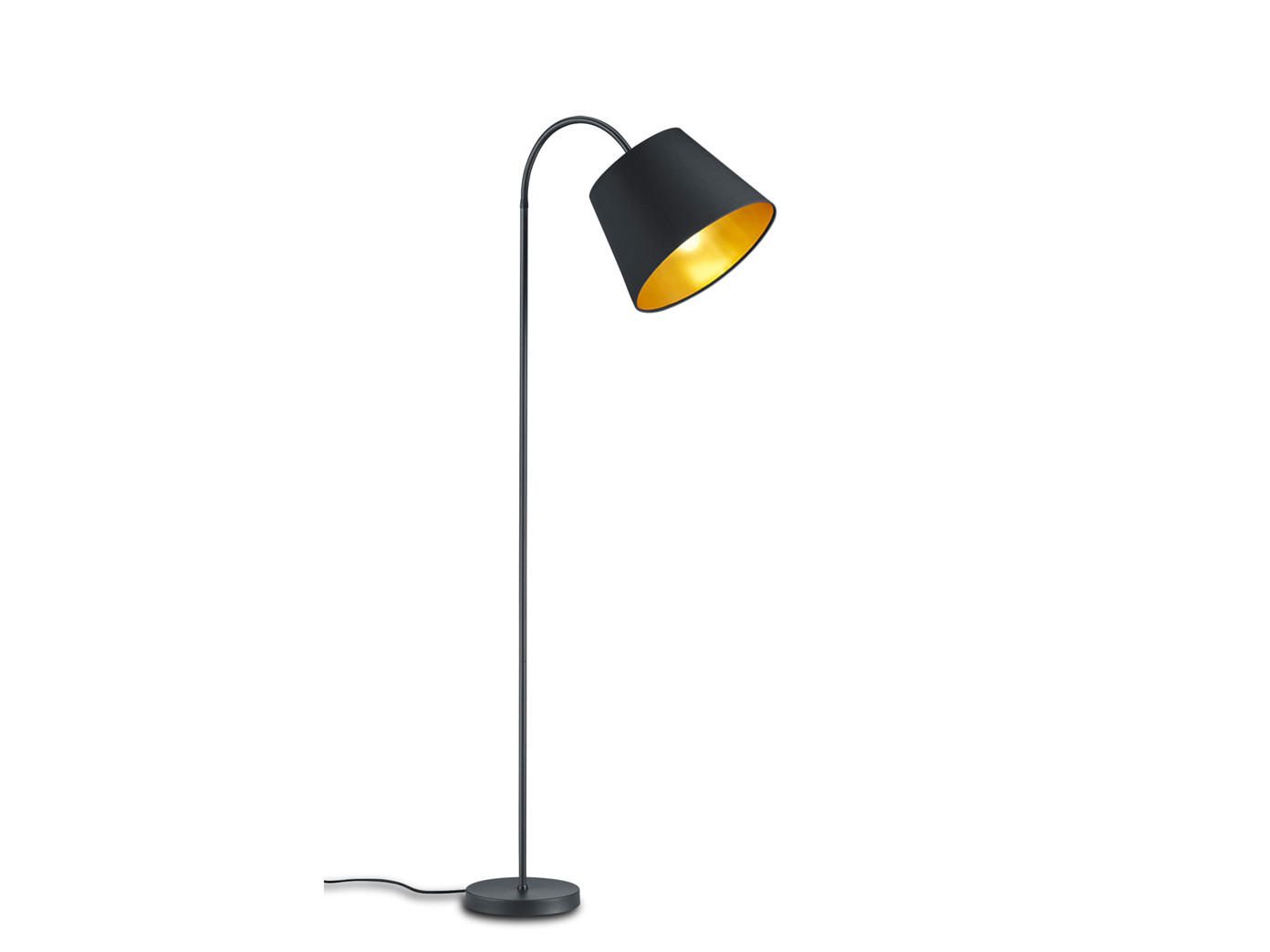 STEHLAMPE Höhe 156cm, Stoffschirm Schwarz Gold - Goldfarben/Schwarz, Textil/Metall (35/35/156cm) - meineWunschleuchte