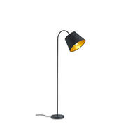 STEHLAMPE Höhe 156cm, Stoffschirm Schwarz Gold - Goldfarben/Schwarz, Textil/Metall (35/35/156cm) - meineWunschleuchte