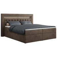BOXBETT GOLD-6 LED 120/200 Braun Velvet - H3 - Braun, Holz/Textil (120/200cm) - MKS