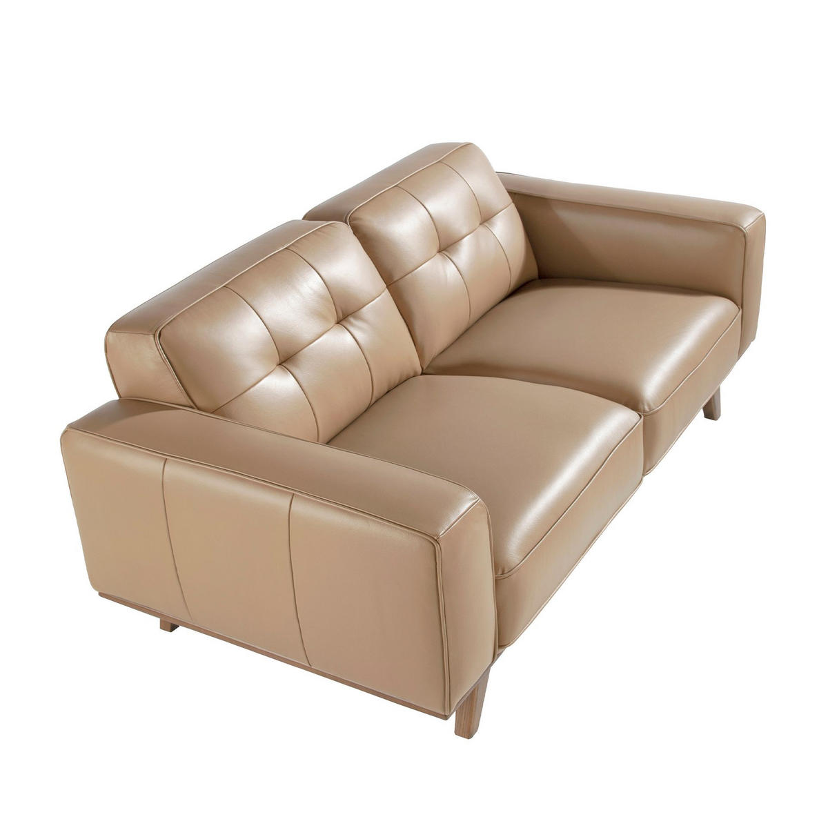 CHESTERFIELD-SOFA Chester 2-sitzer relaxsofa in leder sand 181/95/78 cm - Beige/Walnussfarben, Leder (181/78/95cm) - ANGEL CERDA