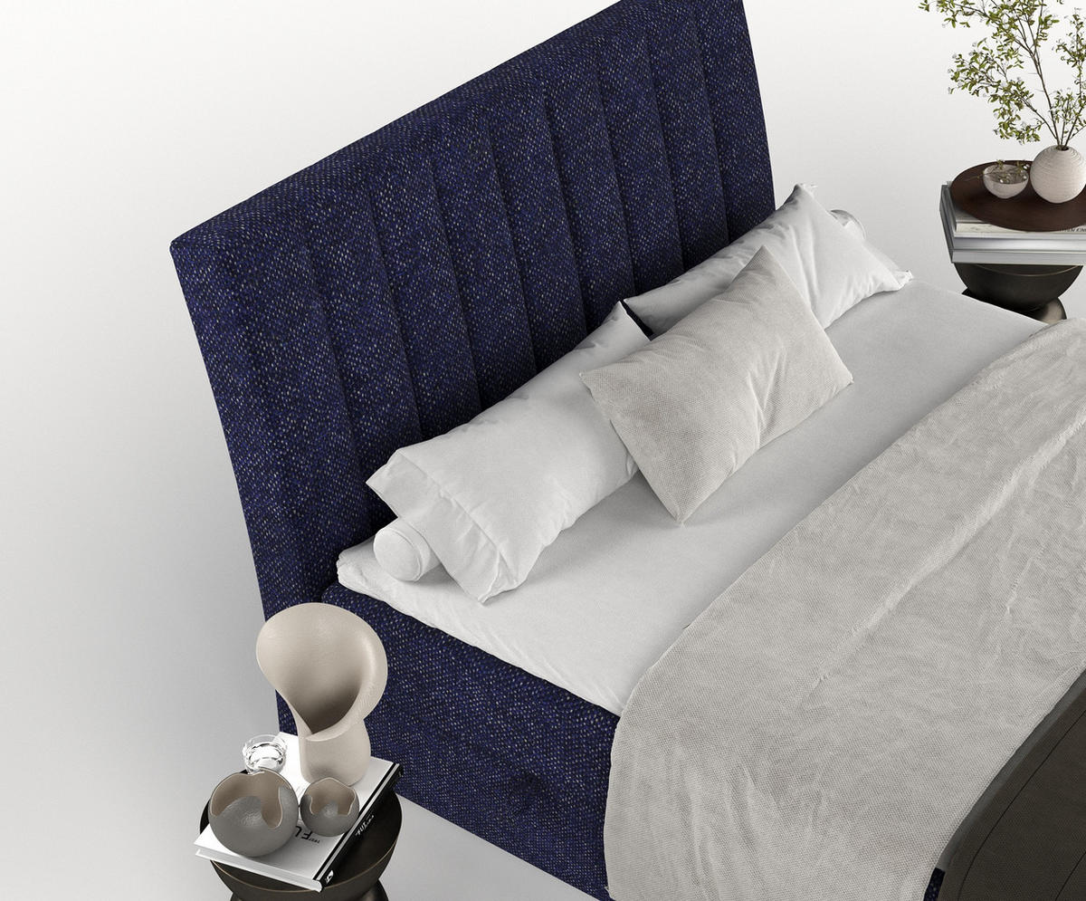 BOXBETT Merton Marineblau 140/200 cm - Schwarz/Dunkelblau, Holz/Holzwerkstoff (140/200cm) - Maison de Reve