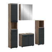 BADEZIMMER Alba 4-tlg. (B/H/T: ca. 150/185/30 cm) in Nox Oak /schwarz matt - Eichefarben, Holz (150/185/30cm)