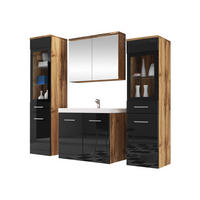 BADMÖBEL-SET Madrit II - Silberfarben/Eiche Wotan, Holzwerkstoff/Kunststoff (132/132/30cm) - MIRJAN24