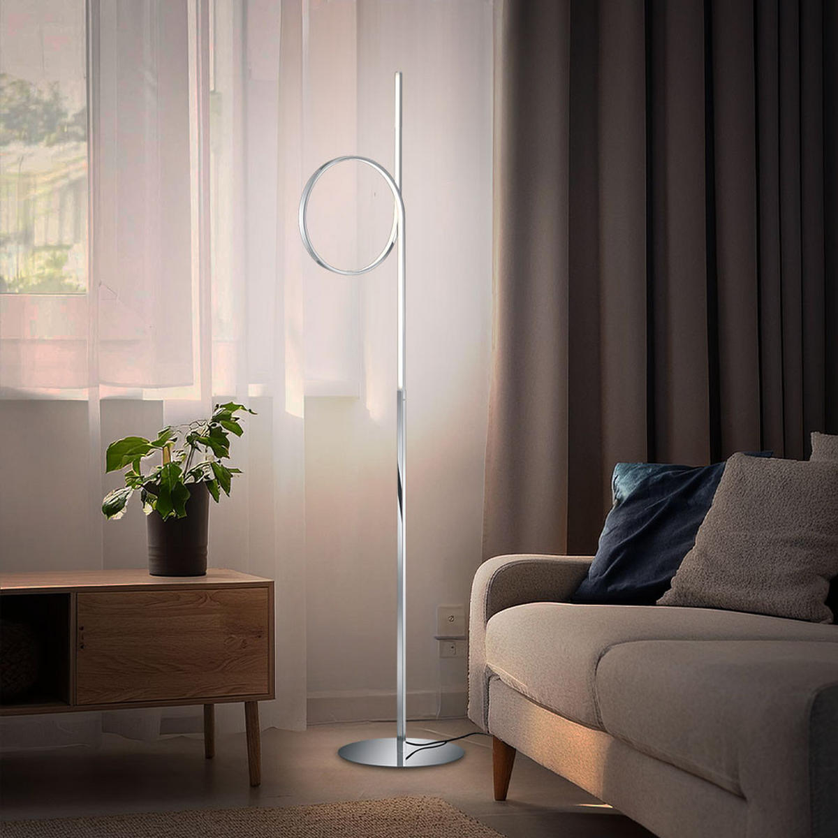 LED STEHLEUCHTE Silber Chrom - Silberfarben, Metall (28/28/150cm)