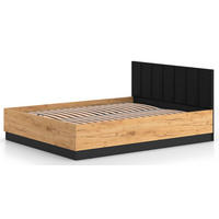 DOPPELBETT Urso Gold Craft Eiche / Schwarz 165 / 208 / 90 cm - Schwarz/Braun, Holz/Metall (160/200cm) - Feldmann-Wohnen