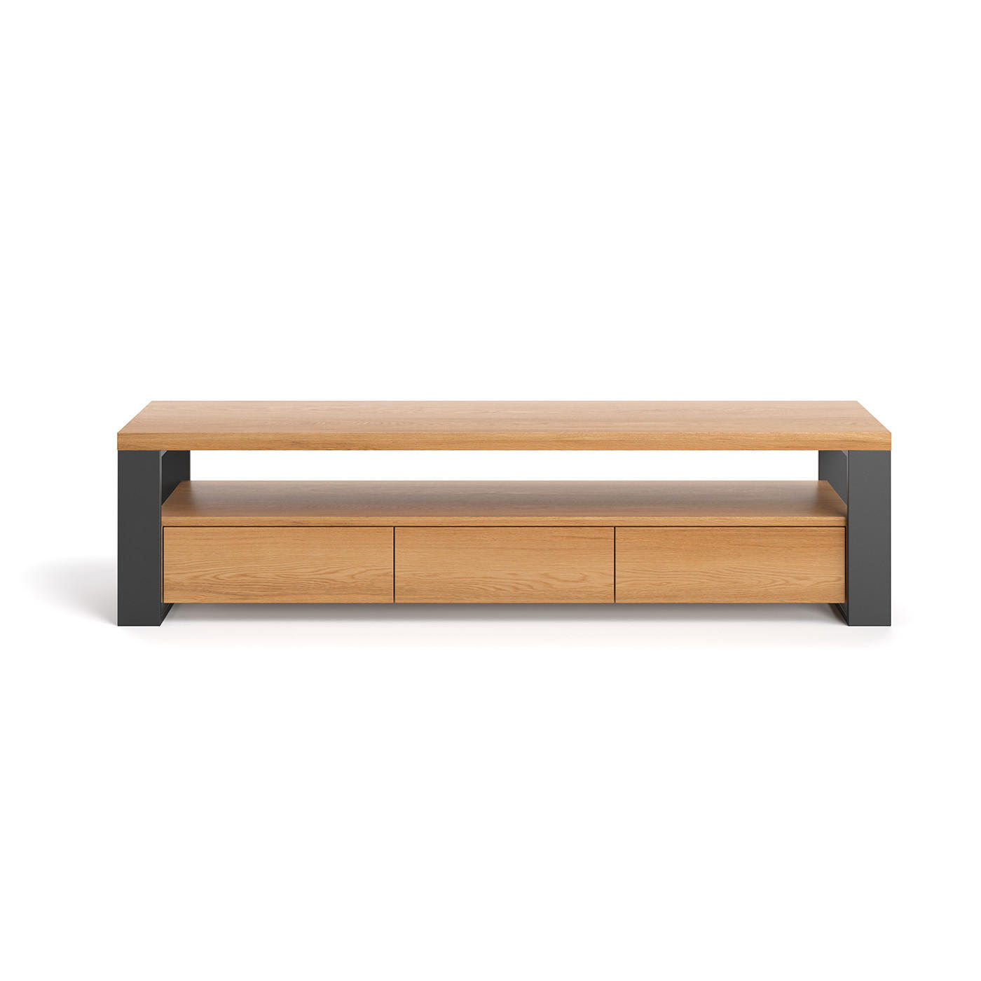 TV-SCHRANK Horizon aus massivem Eichenholz 160 cm - Eichefarben/Naturfarben, Holz (160/45/50cm) - Danzz