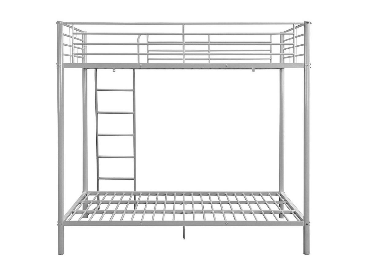 ETAGENBETT + Matratze - 2 x 140 x 190 cm - Silberfarben - GEMINI III - Silberfarben/Weiß, Metall (140/199cm) - Vente-Unique
