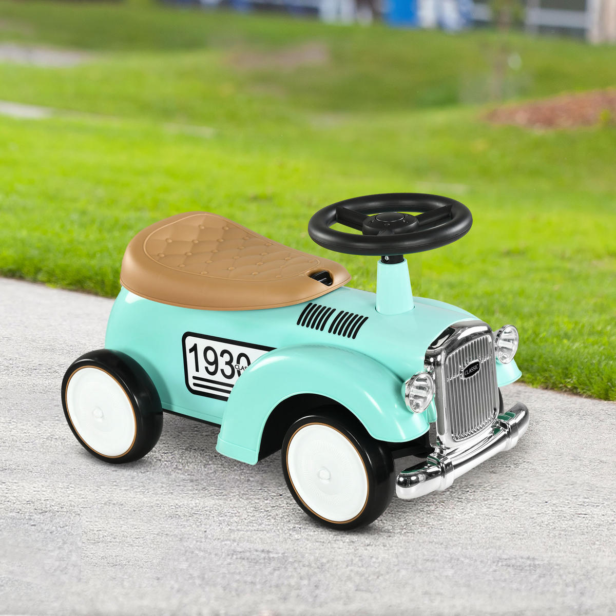 RUTSCHAUTO, Kinderfahrzeug mit Stauraum, Kinderauto mit Kippschutz, Grün - Grün, Metall (58/27/35cm) - AIYAPLAY
