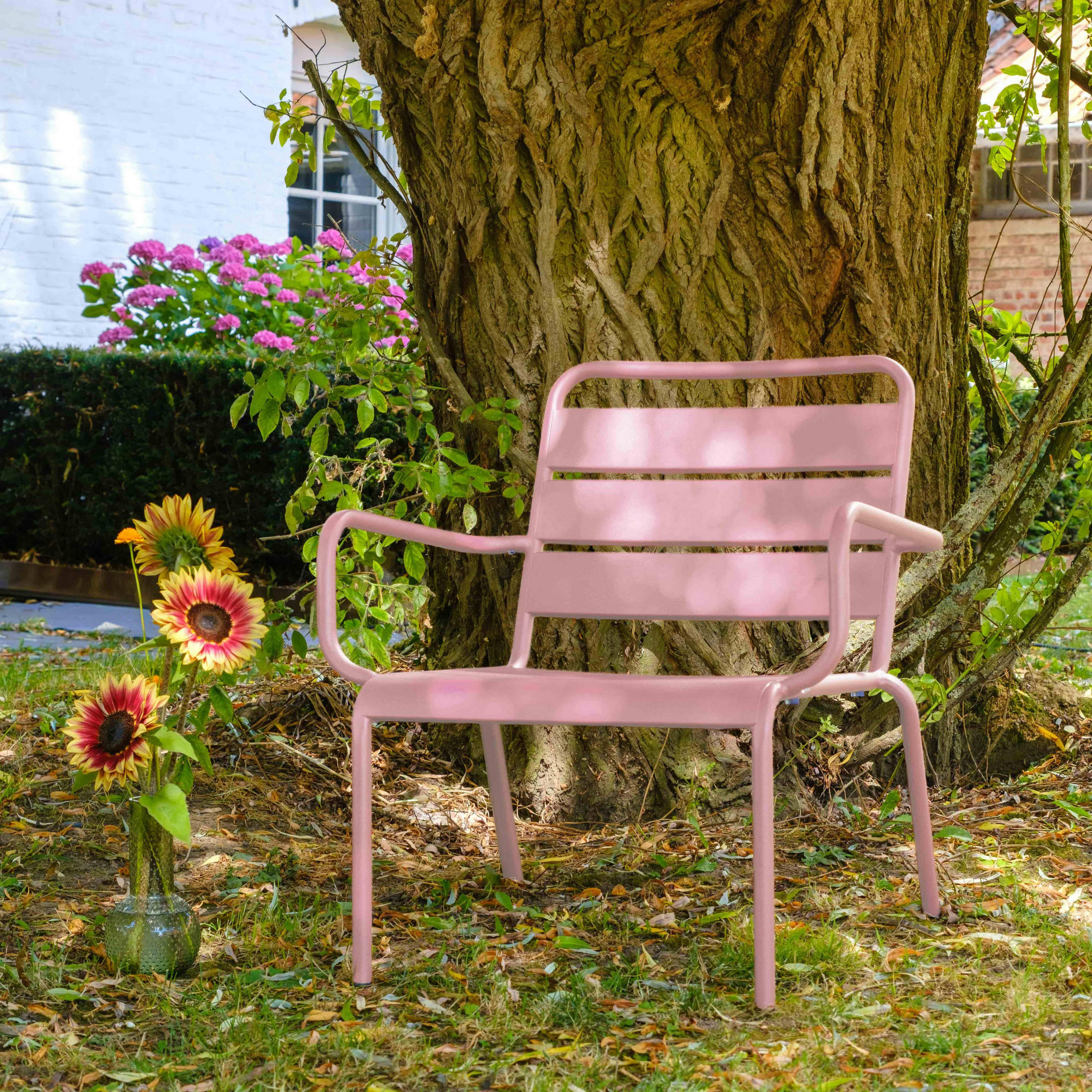 RELAXSESSEL, Rosa - Pink, Metall (65/76/70cm) - Oviala