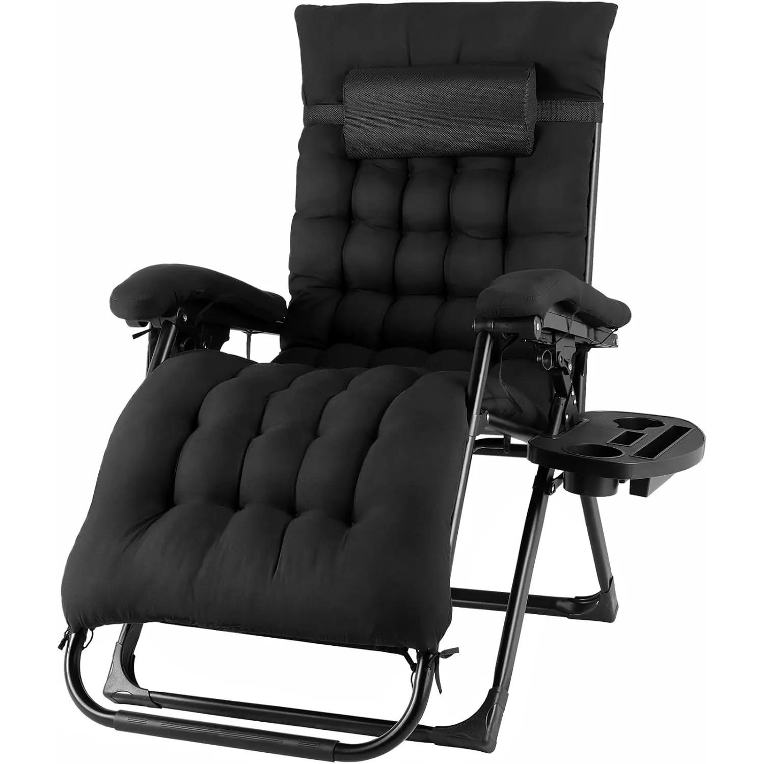 SONNENLIEGE Klappbar Schwarz mit Baumwollkissen - Schwarz, Textil/Metall (68/110/73cm) - Kaket