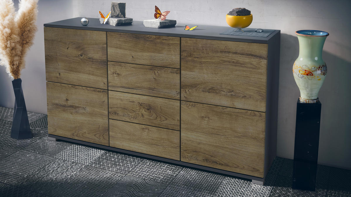 SIDEBOARD Rova Eiche Ribbeck - Alteiche, Holzwerkstoff (138.5/75.5/35cm) - Vladon