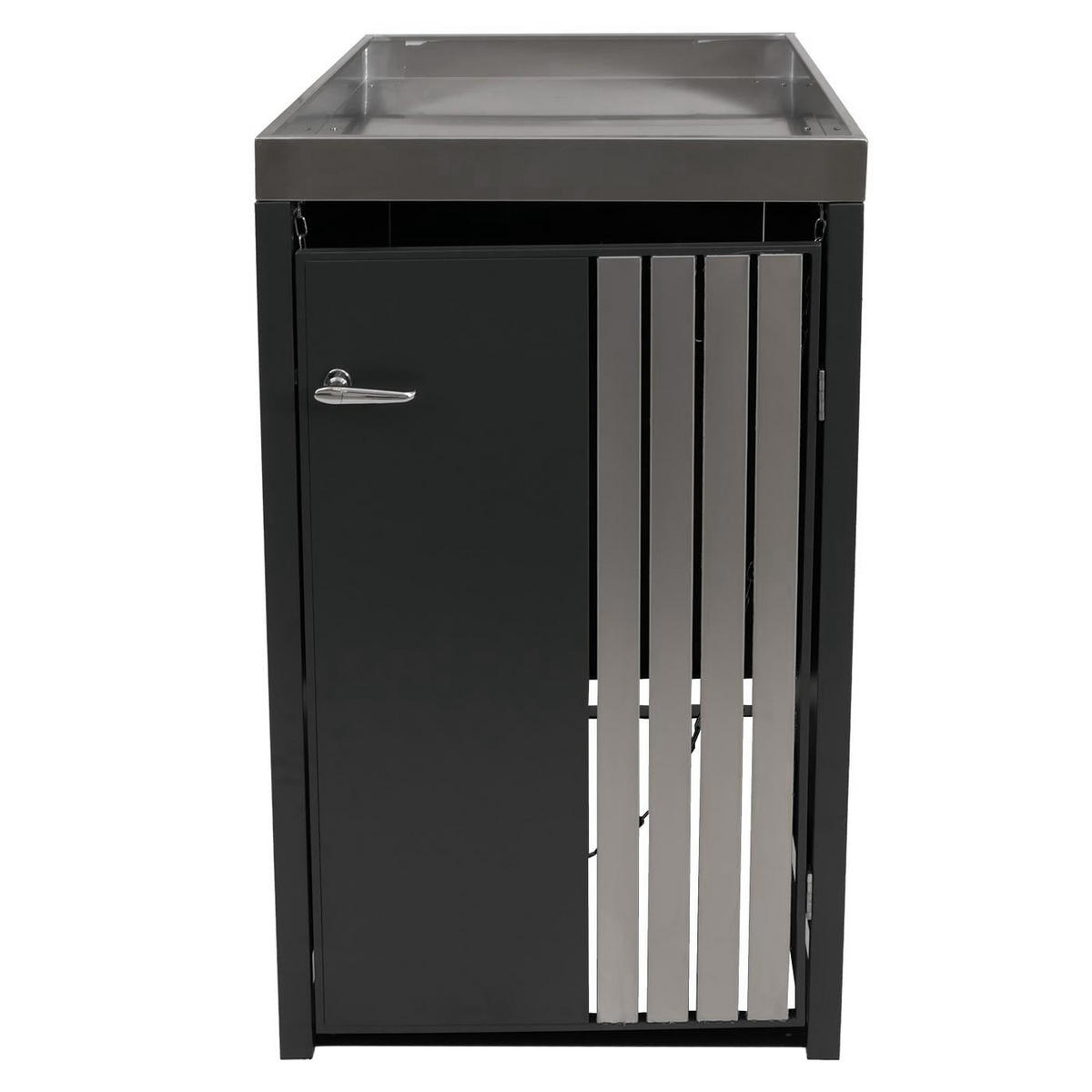 MÜLLTONNENBOX 1er mit Pflanzkasten HxBxT 125x68x84cm Anthrazit Edelstahl - Anthrazit, Metall (68/125/84cm) - PROREGAL