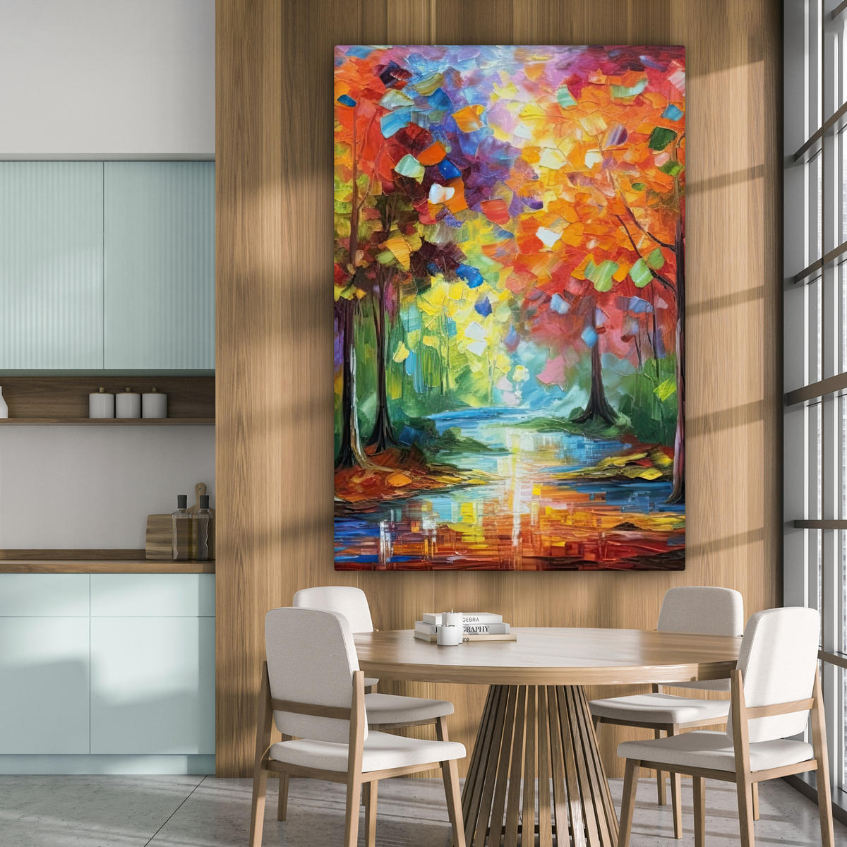 LEINWANDBILD Landschaft - Wald - Farben - Natur Deko Groß 90x140 cm - Multicolor, Textil (90/140cm) - MuchoWow