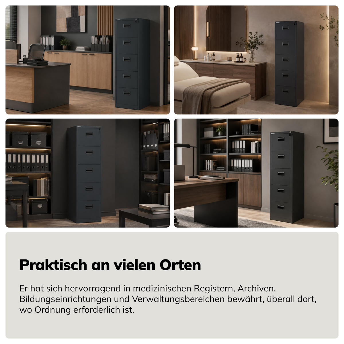 AKTENSCHRANK aus Metall SARA V5 460 x 1625,5 x 600 mm - Anthrazit, Metall (46/163/60cm) - Jan Nowak
