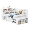 KINDERBETT 90x200cm Weiß Mit Schubladen Bücherregal & Schrank - Weiß, Holzwerkstoff (90/200cm) - FLIEKS