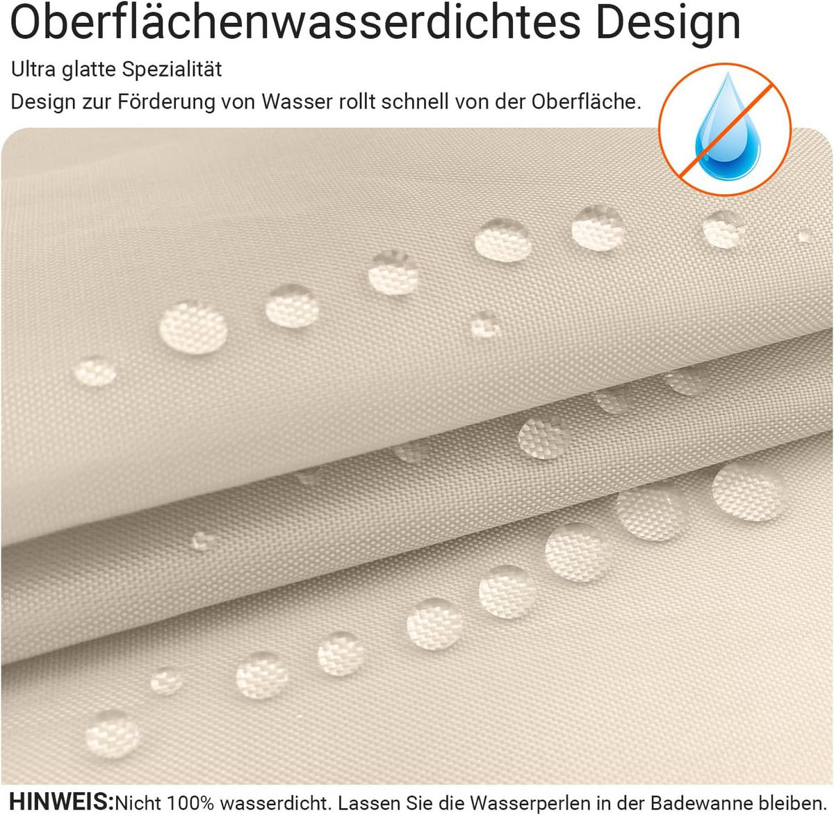 DUSCHVORHANG Beige 10er-Set beschwerter Saum schimmelresistent wasserdicht waschbar fürs Badezimmer Badewanne - Beige, Textil (200/3cm) - MCBOSON