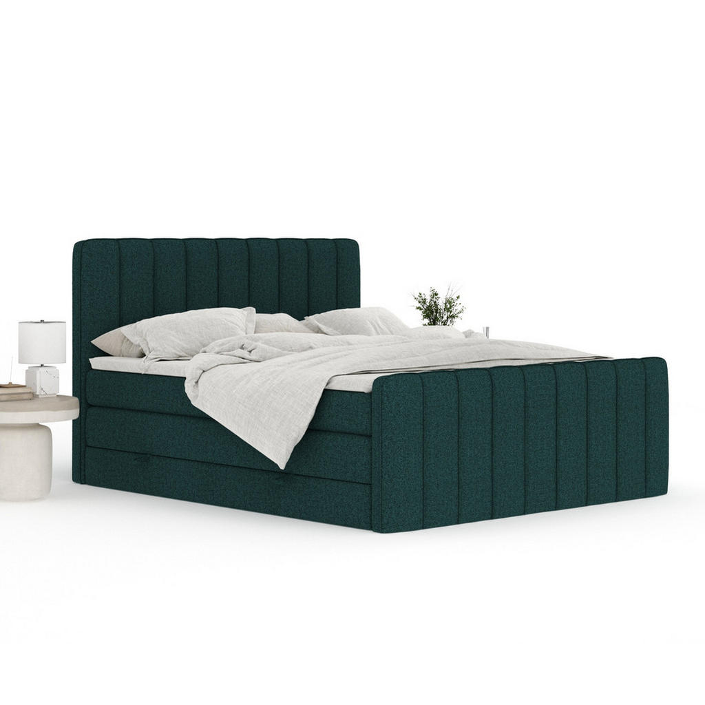 Thumbnail - Maison de Reve Boxspringbett, Grün, Textil, Buche, Kiefer, H3 + H4, 7-Zonen, Höhe ca. 40 cm, 180x200 cm, Handmade in Eur...