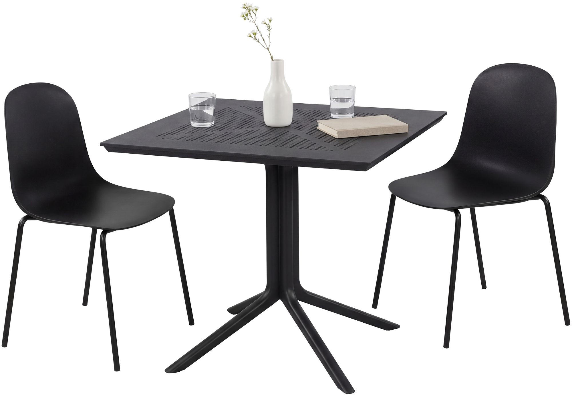 GARTENMÖBEL-SET Mara 2 Stühle 186x80x85cm Kunststoff Schwarz Balkonset - Schwarz, Kunststoff - DELUKE