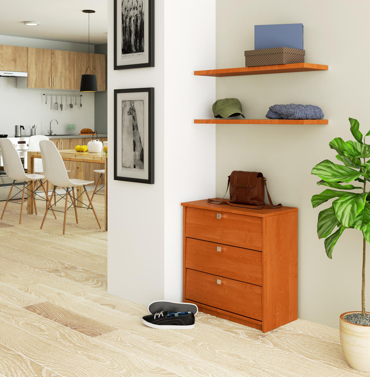 SCHUHSCHRANK Erlefarben 60x31x62 cm - Silberfarben/Erlefarben, Holzwerkstoff/Metall (60/62/31cm) - Akord