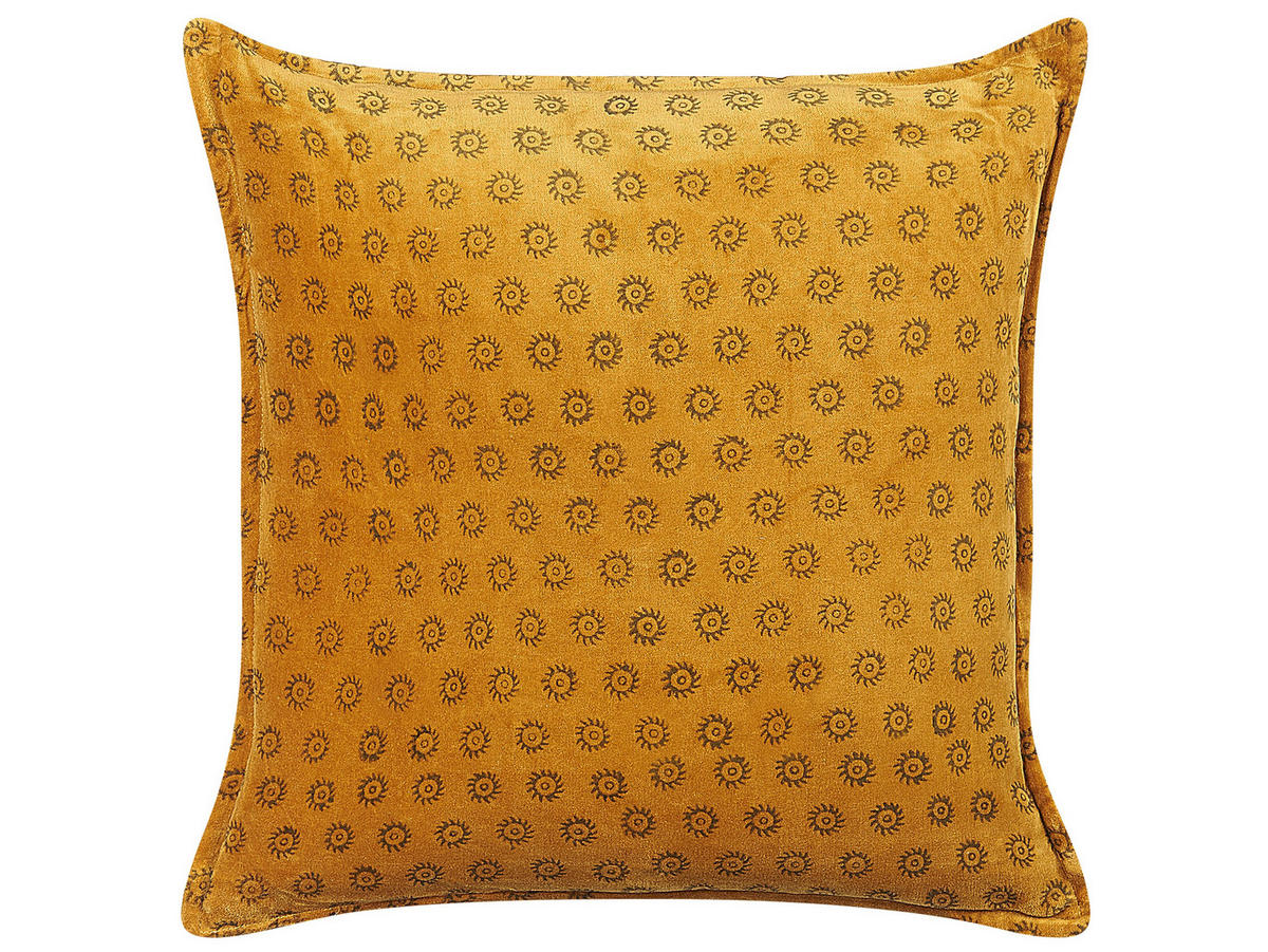 SAMTKISSEN 2er-Set Senfgelb 45/45 cm Rapis - Dunkelgelb, Textil (45/45cm) - Beliani
