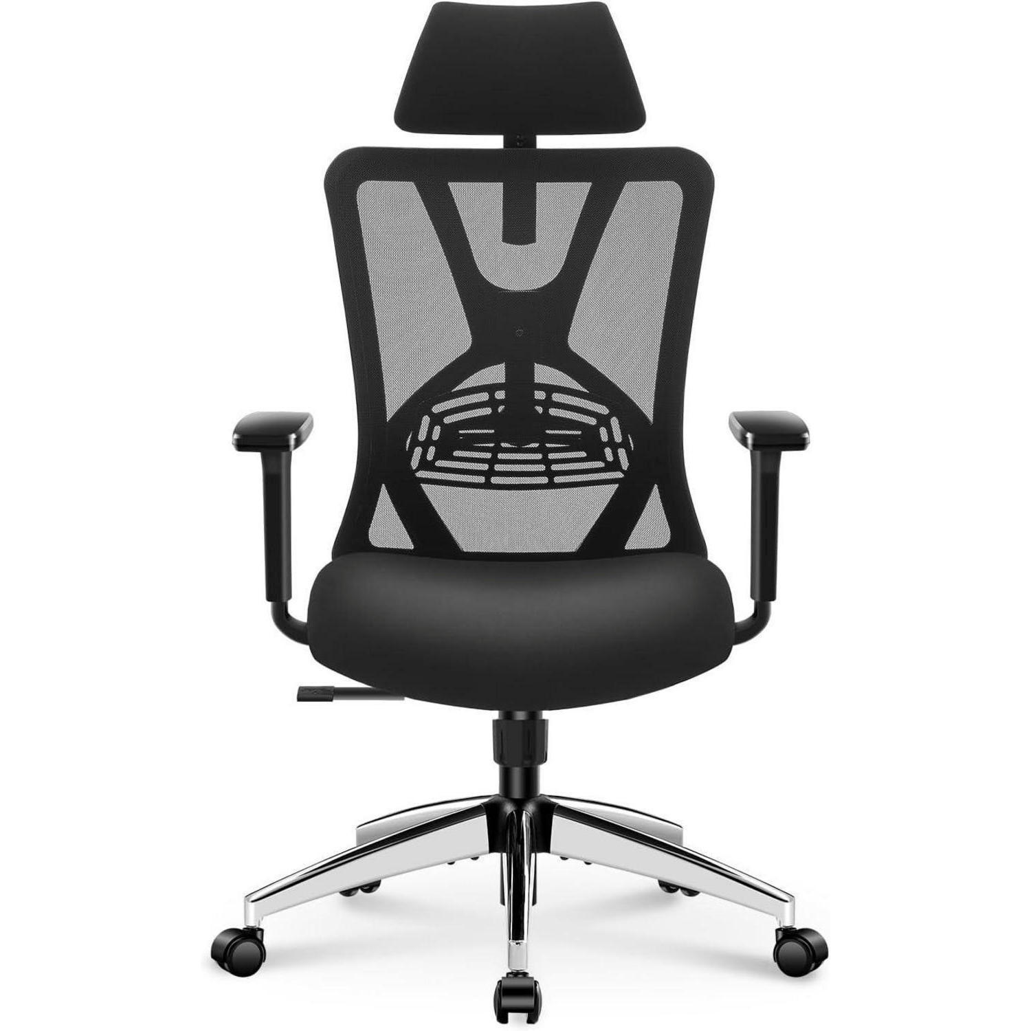 BÜROSTUHL Ergonomisch mit Kopfstütze und 3D-Armlehne Schwarz - Schwarz, Textil (25.4/52.8/68.6cm)