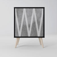 SIDEBOARD SOLID ZIG ZAG, Schwarz, 57,5x42x77,5 cm, Schräge Buchenholzfüße - Buchefarben/Multicolor, Holzwerkstoff/Buchenholz (57.5/77.5/42cm) - SpaceRebels