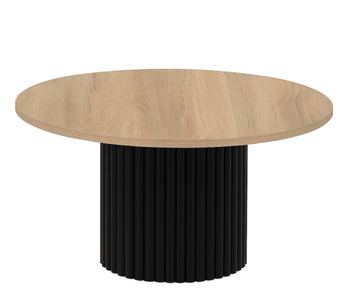 TISCH Schwarz Riko Rund Sonoma Eiche 90 cm - Braun, Holzwerkstoff (90/90/42cm) - Sepro Meble