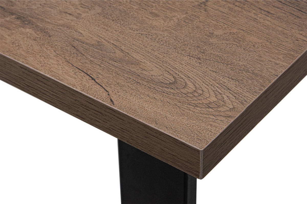 ESSTISCH CETO rechteckig Loft-Stile, eiche lefkas - Eichefarben/Dunkelbraun, Holz/Metall (80/125/77cm) - KONSIMO®